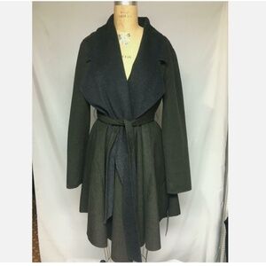 Dawn Levy Ria Two Tone Belted Cashmere Wrap Swing Coat Brown/Dark Gray NWT $812